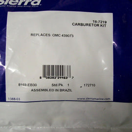 Evinrude Johnson Sierra Carburetor Rebuild Kit 18-7219 8hp 9.9hp 15hp Boat Motor