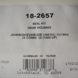 Evinrude Johnson Sierra Lower Unit Gearcase Seal Kit 18-2657 396352 Outboard Boat Motor