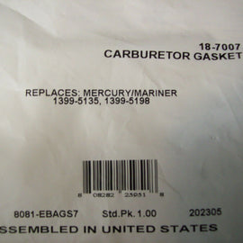Mercury Sierra Carburetor Gasket Kit 18-7007 7.5 9.8 20 40 50 Outboard Motor