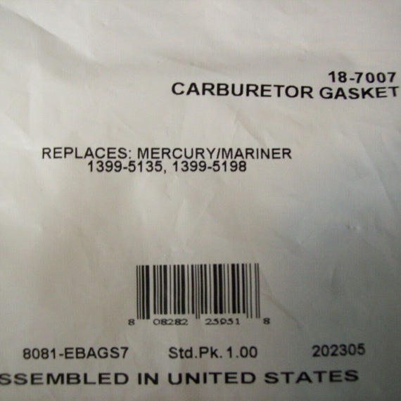 Mercury Sierra Carburetor Gasket Kit 18-7007 7.5 9.8 20 40 50 Outboard Motor