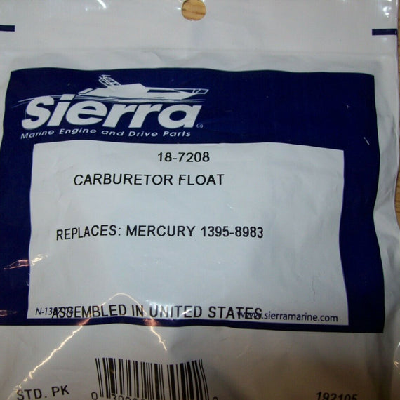 Mercury Sierra Carburetor Float 18-7208 1395-8983 Outboard Boat Motor
